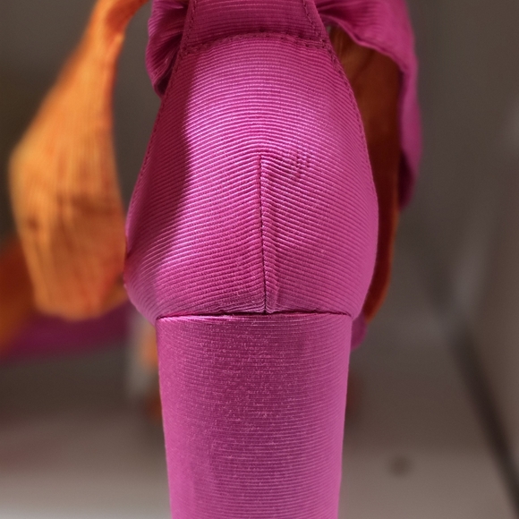 GIANNI BINI ribbon pink orange lace up heels block sexy weekend event 8M. - Picture 5 of 7